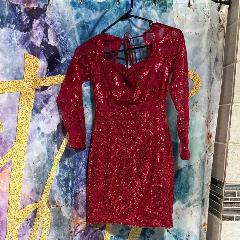 Elegant Red Sequin Dress